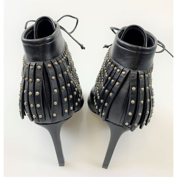 NIB Saint Laurent Paris open toe fringe booties Size 35.5 - Picture 7 of 11